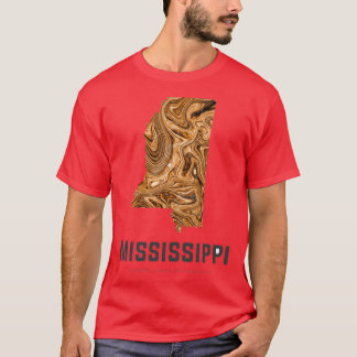 T-shirt Carte du Mississippi Art Abstrait en Marron