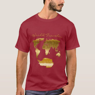 T-shirt Carte du monde à effet texturé et métallique sur l