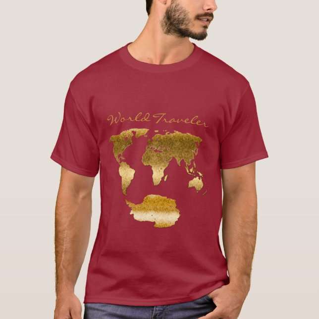 T-shirt Carte du monde à effet texturé et métallique sur l (Devant)