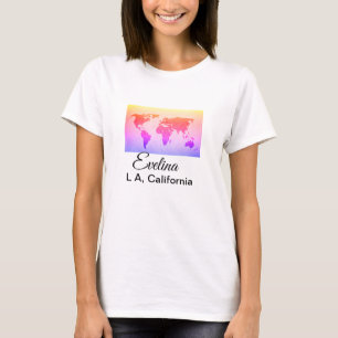 T-shirt Carte du monde ajouter nom texte lieu pays ville t