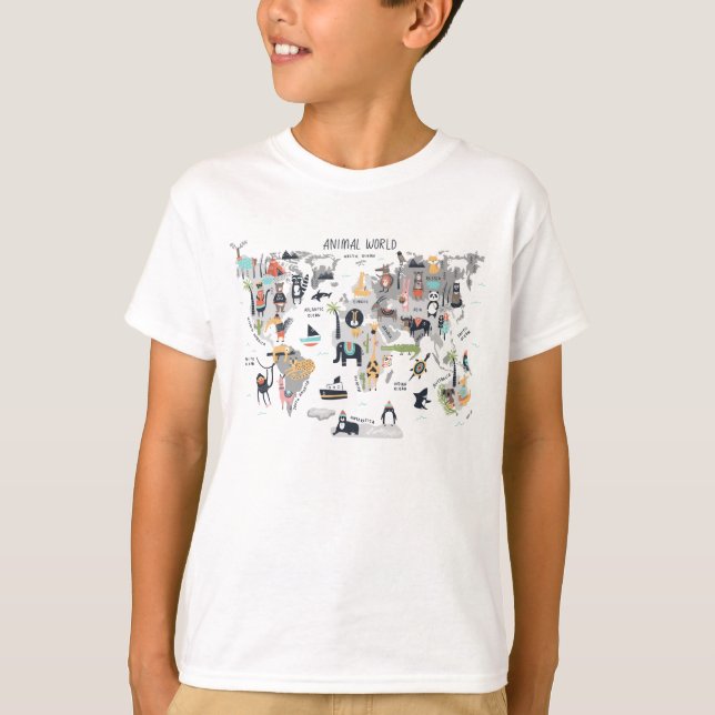 T-shirt Carte du monde animal (Devant)