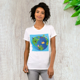 T-shirt Carte du monde animal Mignonne illustration de la