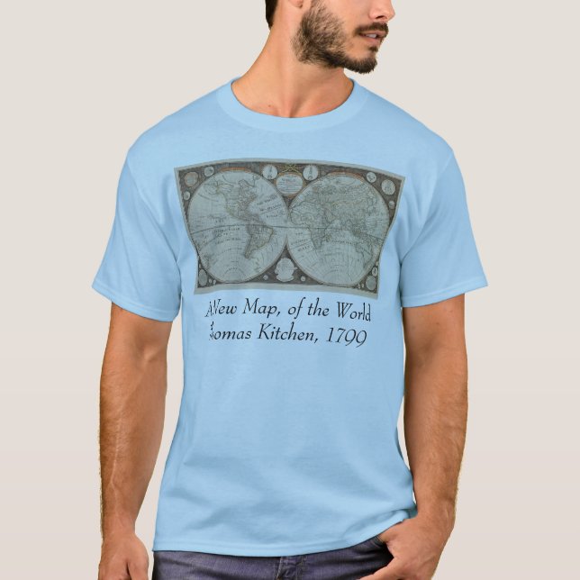 T-shirt Carte du monde antique, 1799 (Thomas Kitchen) (Devant)