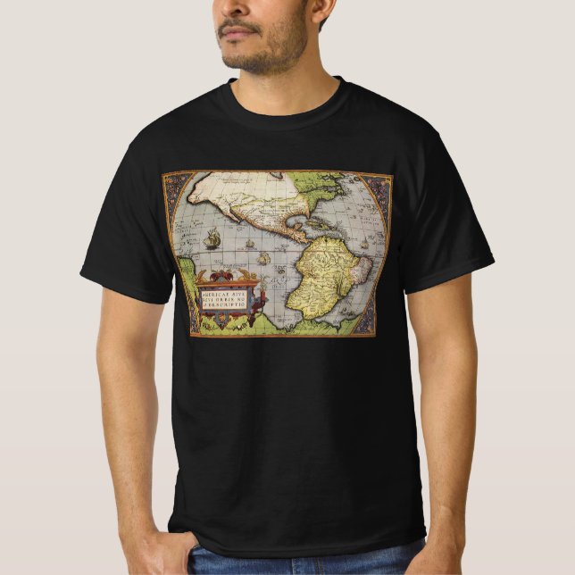 T-shirt Carte du monde antique des Amériques par Abraham O (Devant)