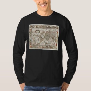 T-SHIRT CARTE DU MONDE ANTIQUE DU 17ÈME SIÈCLE HISTOIRE GÉ