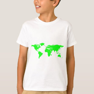 T-shirt Carte du monde blanc vert