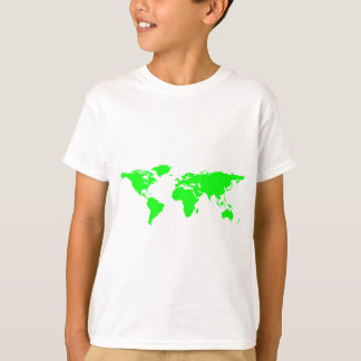 T-shirt Carte du monde blanc vert