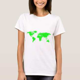 T-shirt Carte du monde blanc vert