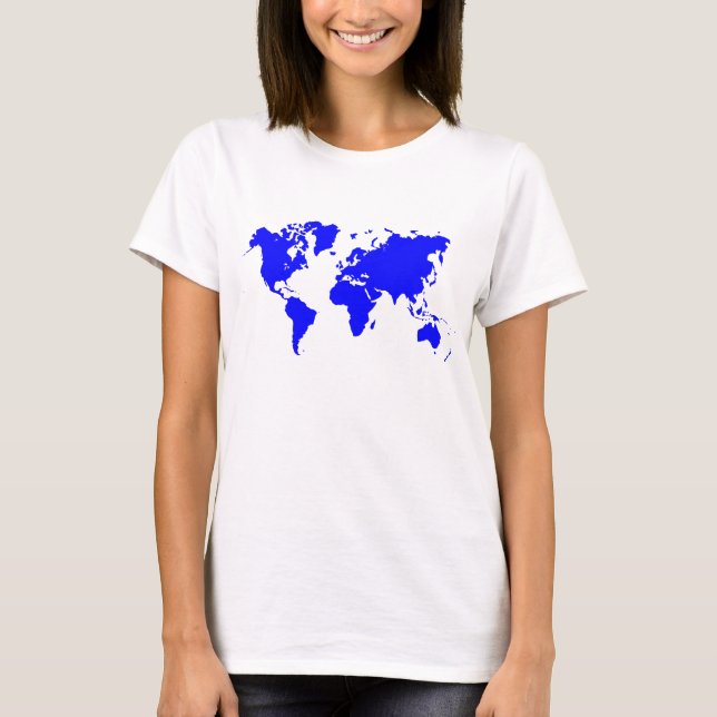 T-shirt Carte du monde - Bleu (Devant)