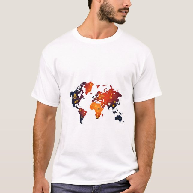 T-shirt Carte du monde culturel (Devant)