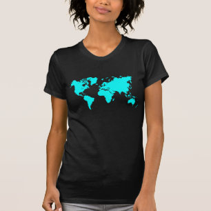 T-shirt Carte du monde - Cyan