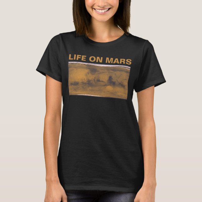 T-shirt Carte du monde de Mars Red Planet par satellite (Devant)