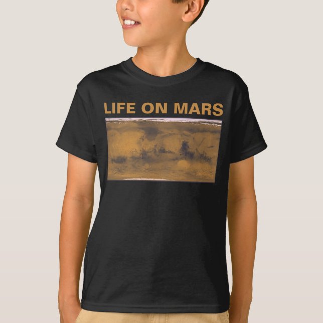 T-shirt Carte du monde de Mars Red Planet par satellite (Devant)