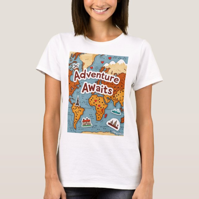 T-shirt Carte du monde de voyage avec devis (Devant)