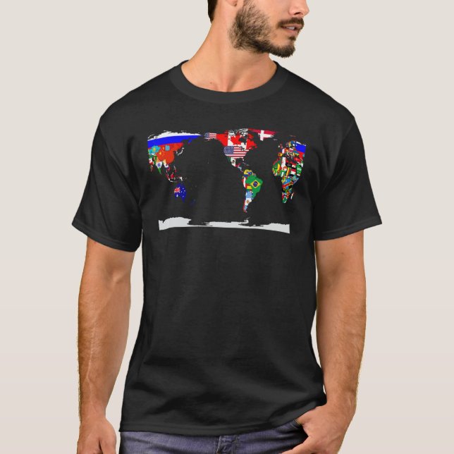 T-shirt Carte Du Monde Et Drapeaux Des Pays De (Devant)