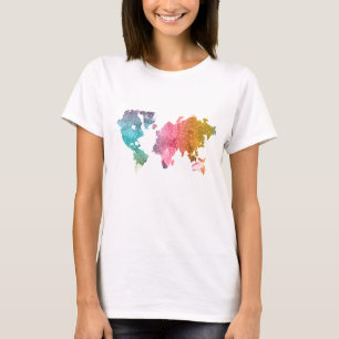 T-shirt Carte du monde géométrique coloré moderne
