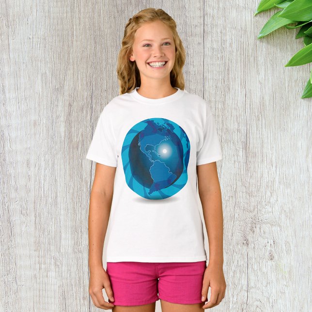 T-shirt Carte du monde Globe Bleu Moderne (Créateur téléchargé)