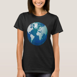 T-shirt Carte du Monde Globe Planète Terre Design Bleu Bla