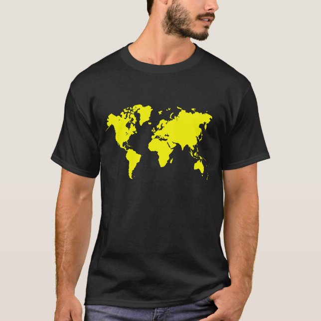 T-shirt Carte du monde - Jaune (Devant)