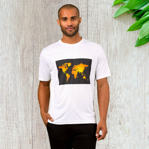 T-shirt Carte du monde lumineux en orange et jaune