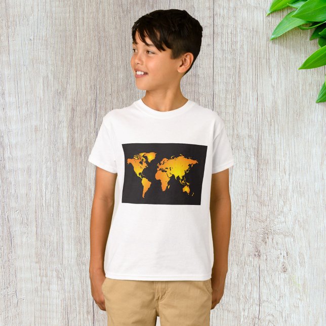T-shirt Carte du monde lumineux en orange et jaune (Créateur téléchargé)