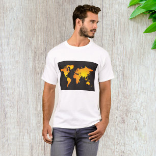 T-shirt Carte du monde lumineux en orange et jaune