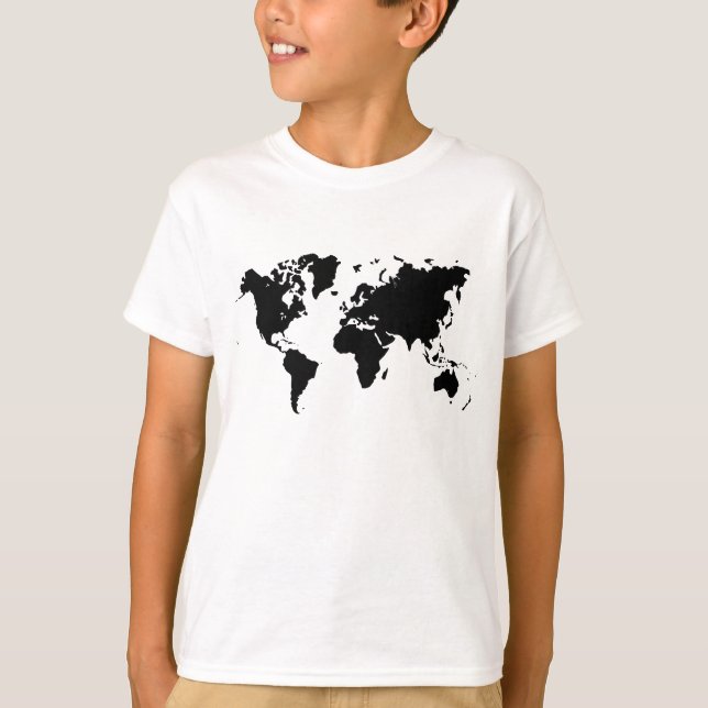 T-shirt Carte du monde - Noir (Devant)