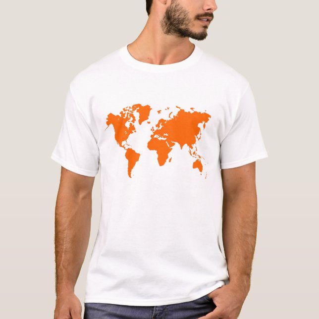 T-shirt Carte du monde - Orange (Devant)