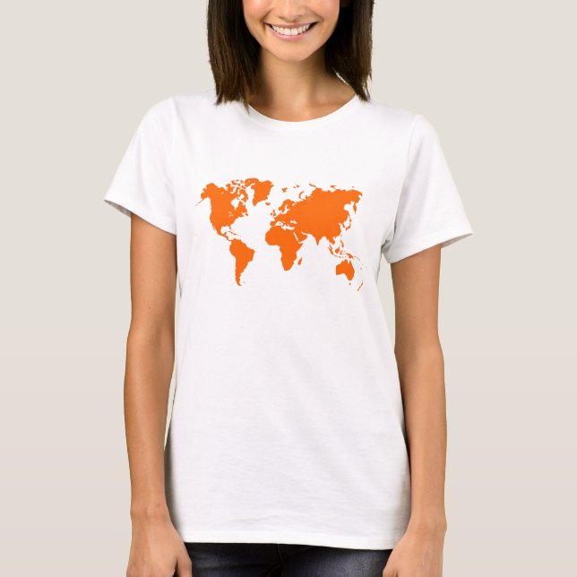 T-shirt Carte du monde - Orange (Devant)