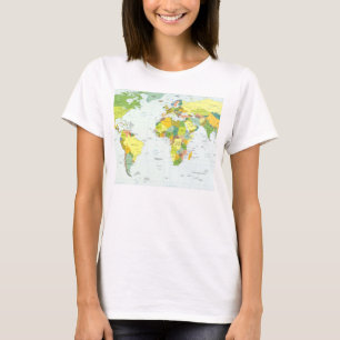 T-shirt Carte du monde poster atlas politique : décoration