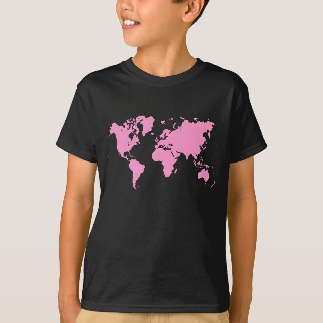 T-shirt Carte du monde - Rose (Devant)