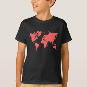 T-shirt Carte du monde - rose tropicale