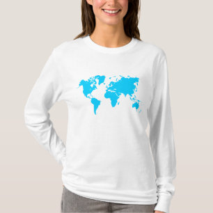 T-shirt Carte du monde - Sky Blue