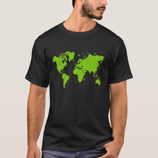 T-shirt Carte du monde - Vert martien (Devant)