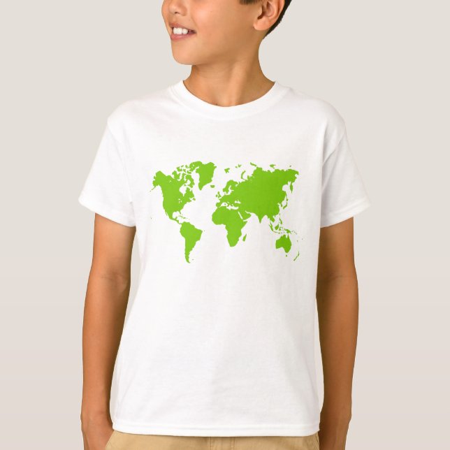 T-shirt Carte du monde - Vert martien (Devant)