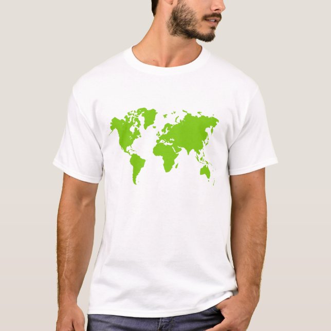 T-shirt Carte du monde - Vert martien (Devant)