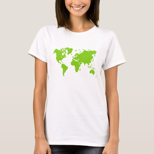 T-shirt Carte du Monde - Vert Martien (Devant)