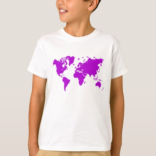 T-shirt Carte du monde - Violet (Devant)