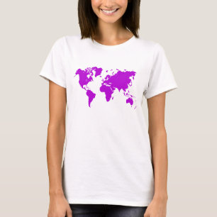 T-shirt Carte du monde - Violet