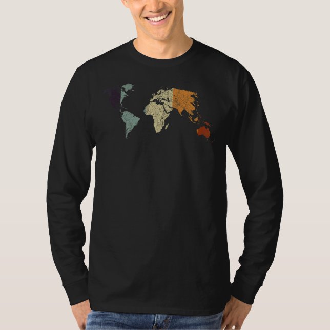 T-shirt Carte du monde Voyageur Pays Voyager Retro (Devant)