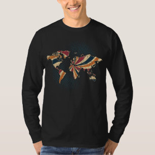 T-shirt Carte du monde Voyageur Voyager Retro World