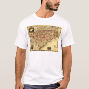 T-shirt Carte du nord et de sud de CarolinaPanoramic