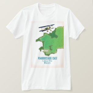 T-shirt carte du parc national de la côte du Pembrokeshire
