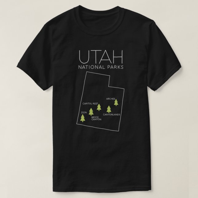 T-shirt Carte du parc national de l'Utah Zion Bryce Canyon (Design devant)