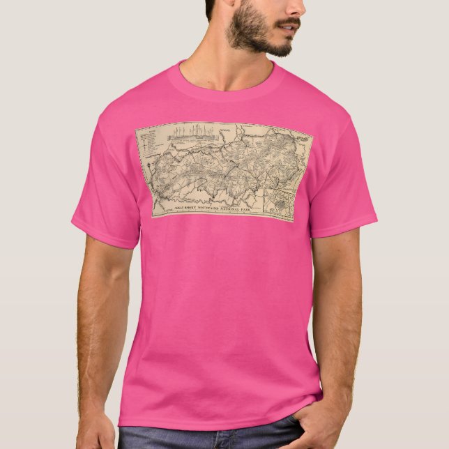 T-shirt Carte du parc national des Great Smoky Mountains v (Devant)