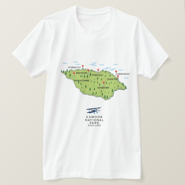 T-shirt carte du parc national d'Exmoor (Design devant)