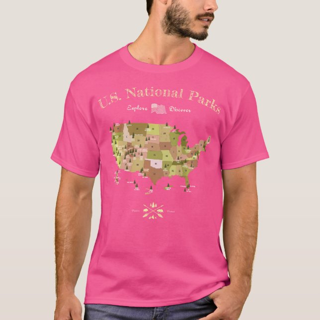 T-shirt Carte du parc national Shirt Tous nous Parcs natio (Devant)