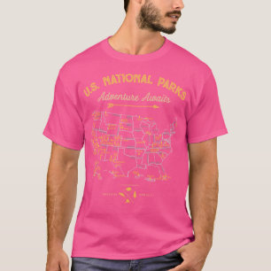 T-shirt Carte du parc national T Vintage - Tous les 63 Nat