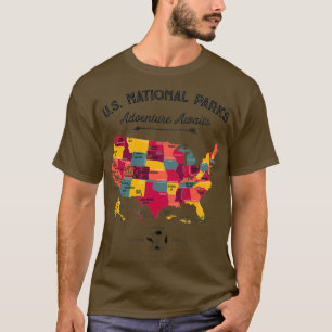 T-shirt Carte du parc national Vintage Les 59 Parcs nation