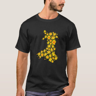 T-shirt Carte du Pays de Galles Daffodil Welsh National Fl